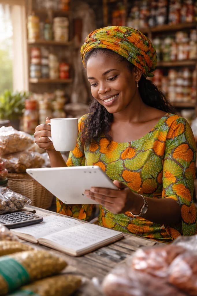 Nigerian entrepreneurs collaborating on mobile commerce